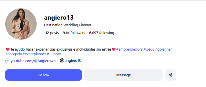 Angie Ro profile at 9.1 thousand followers