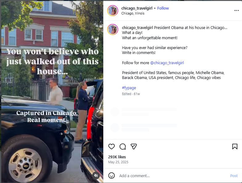 Chicago Travel Girl post with 293 thousand likes